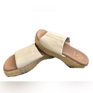 Sam & Libby Ingrid CreamEspadrille Platform  Slide Sandal NWOT